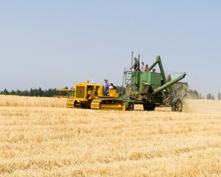 Randy Tiede Combine Picture of Randy Tiede’s RD6 Cat and 36B JD combine